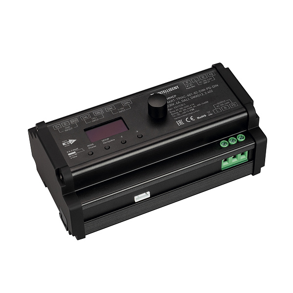 INTELLIGENT ARLIGHT Диммер SMART-TRIAC-601-82-DIM-PD-DIN Black (230V, 6А, DALI, DMX512, 2.4G) (IARL, IP20 Пластик, 5 лет) Lednikoff