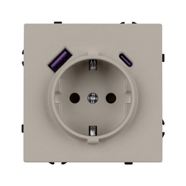 Механизм розетки с USB зарядкой SCT-NOBE-MUAC-SFPL-CA (230V, 16A) (Arlight, Кашемир) Lednikoff