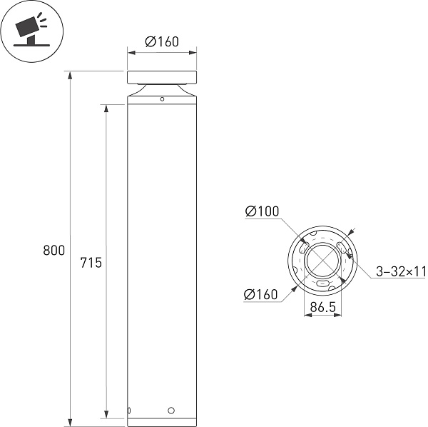 Светильник LGD-OTIS-20W-H800 Warm3500-MIX (Вишня, 315 deg, 230V) (Arlight, IP65 Металл, 5 лет) Lednikoff