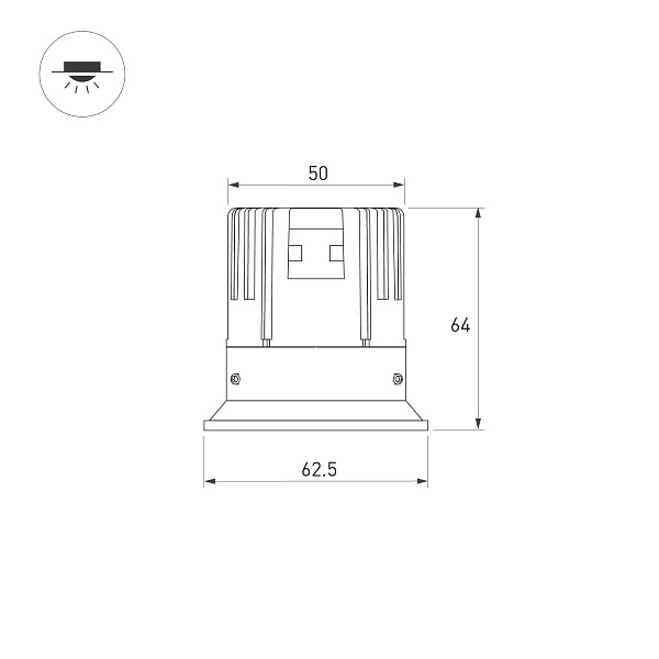 Светильник встраиваемый DL-VEILA-R63-8W Day4000 (Белый RAL9003, A44x46 deg, 230V) (Arlight, IP20 Металл, 5 лет) Lednikoff