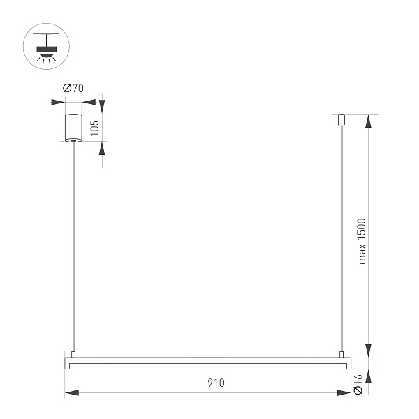 Светильник SP-UMBRA-HANG-H-L900-15W Day4000 (BK, 120 deg, 230V) (Arlight, IP20 Металл, 3 года) Lednikoff