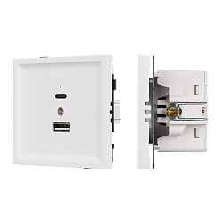 Механизм USB розетки SCT-TENDO-MUAC-SFPL-WH (5V, 3A, QC3) (Arlight, Матовый белый)