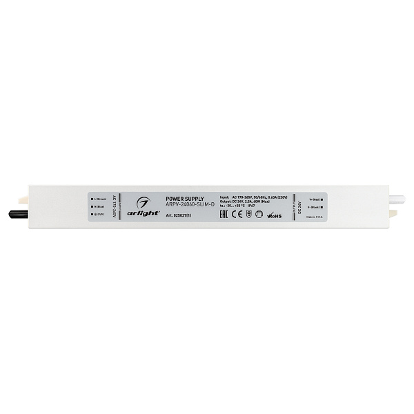 Блок питания ARPV-24060-SLIM-D (24V, 2.5A, 60W) (Arlight, IP67 Металл, 3 года) Lednikoff