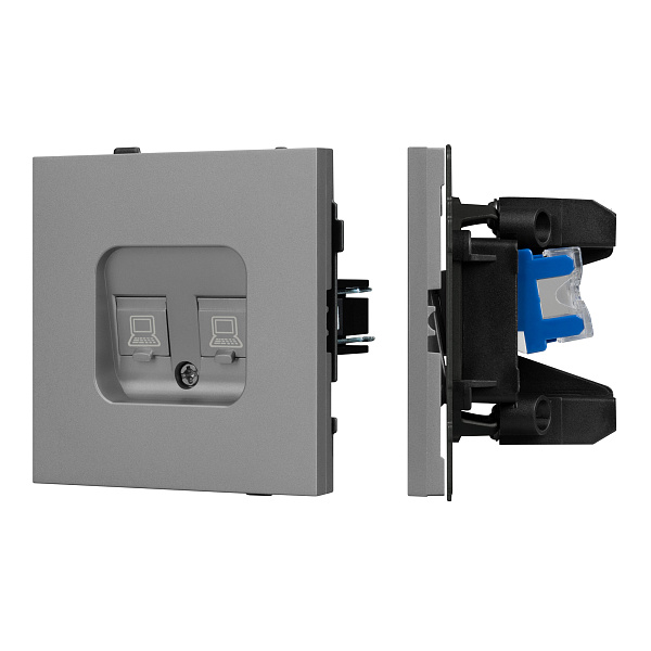 Механизм компьютерной розетки двойной SCT-TENDO-MPC2-PL-GR (RJ-45, CAT6) (Arlight, Графитовый) Lednikoff