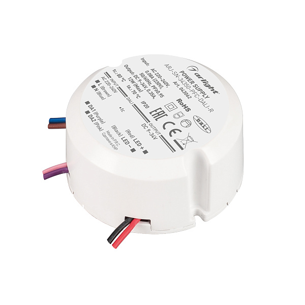 Блок питания ARJ-SN-34350-PFC-DALI-R (12W, 9-34V, 0.35A) (Arlight, IP20 Пластик, 3 года) Lednikoff