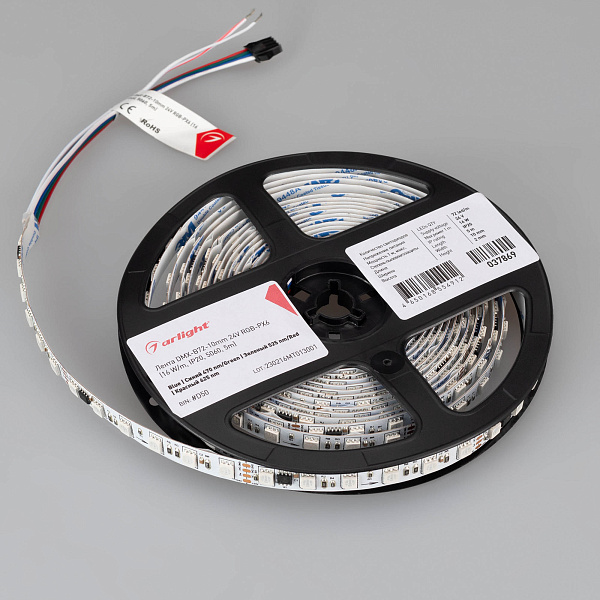 Светодиодная лента DMX-B72-10mm 24V RGB-PX6 (16 W/m, IP20, 5060, 5m) (Arlight, -) Lednikoff
