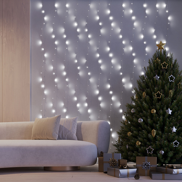 Светодиодная гирлянда ARD-CURTAIN-HOME-2000x2500-CLEAR-300LED White (230V, 12W) (Ardecoled, IP20) Lednikoff