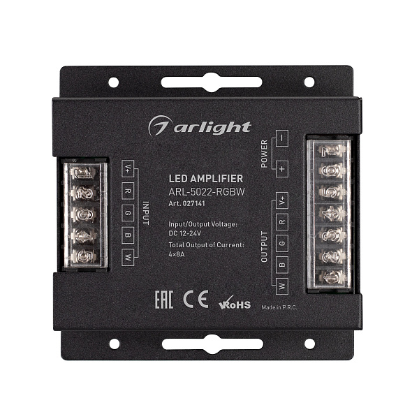 Усилитель ARL-5022-RGBW (12-24V, 4x8A, 384-768W) (Arlight, IP20 Металл, 3 года) Lednikoff