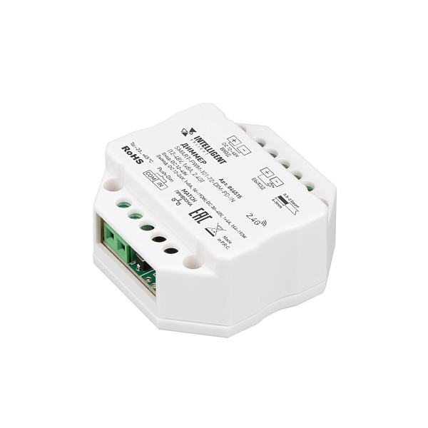INTELLIGENT ARLIGHT Диммер SMART-PWM-101-72-DIM-PD-IN (12-48V, 1x8A, 2.4G) (IARL, IP20 Пластик, 5 лет) Lednikoff