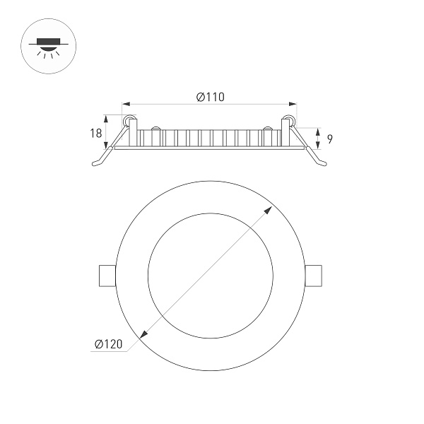 Светильник MS-EDGE-R120-6W Warm3000 (WH, 115 deg, 230V) (Arlight, IP44 Металл, 3 года) Lednikoff