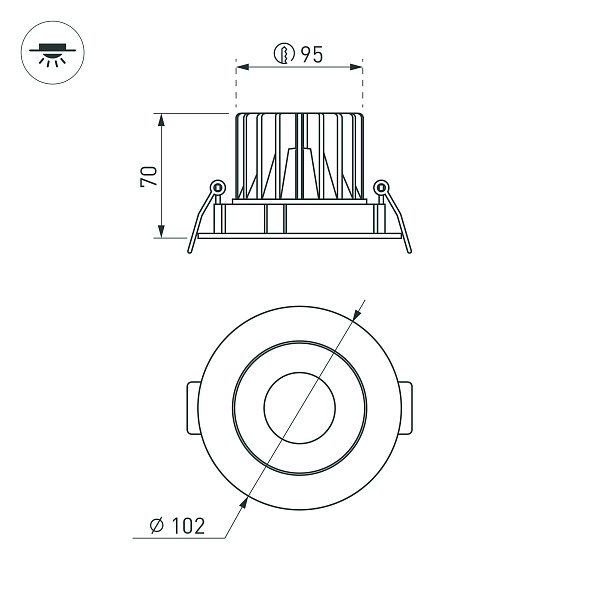 Светильник MS-FORECAST-BUILT-TURN-R102-12W Warm3000 (WH-WH, 32 deg, 230V) (Arlight, IP20 Металл, 5 лет) Lednikoff