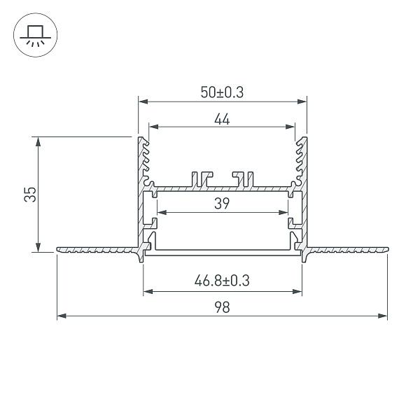 Профиль SL-LINIA45-FANTOM-2000 ANOD (Arlight, Алюминий) Lednikoff