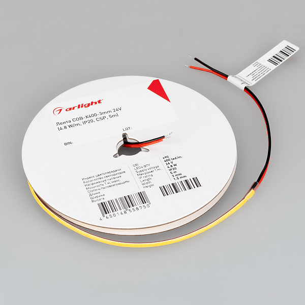 Светодиодная лента COB-X400-3mm 24V Day4000 (4.8 W/m, IP20, CSP, 5m) (Arlight, -) Lednikoff