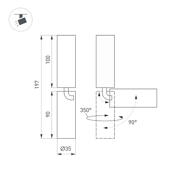 Светильник SP-NUANCE-SURFACE-FLAP-R35-7W Warm3000 (BK, 36 deg, 230V) (Arlight, IP40 Металл, 5 лет) Lednikoff