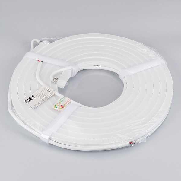 Светодиодная лента герметичная MOONLIGHT-SIDE-A140-12x17mm 24V Warm3000 (9.6 W/m, IP67, 5m, wire x2) (Arlight, Вывод боковой, 3 года)