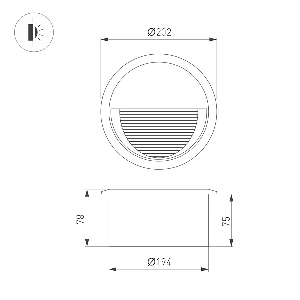 Светильник встраиваемый LTD-RIBONIK-R202-8W Day4000 (Черный, 50 deg, 230V) (Arlight, IP65 Металл, 5 лет) Lednikoff