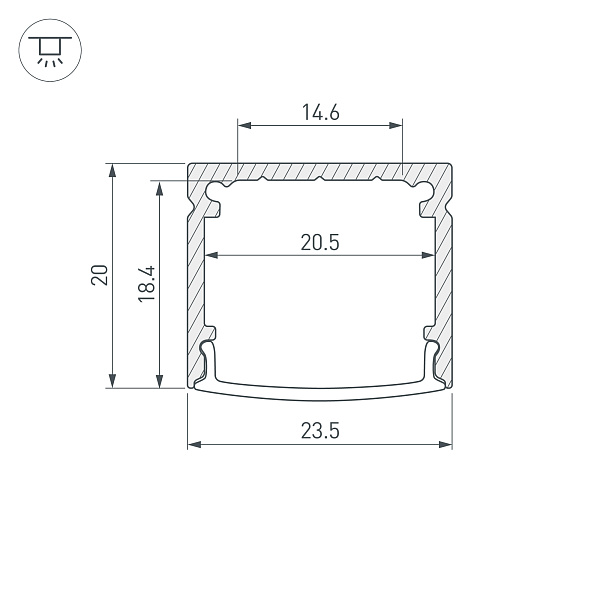 Профиль WIDE-H20-2000 ANOD (Arlight, Алюминий) Lednikoff