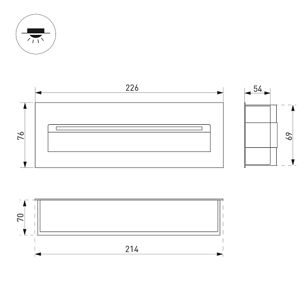 Светильник LTD-TRAIL-S226x76-8W Warm3000 (GR, 65 deg, 230V) (Arlight, IP65 Металл, 3 года) Lednikoff