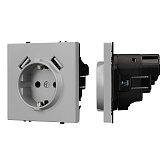 ARL NOBE Розетка зк со шторками с USB тип А+А софт-тач никель SCT-MUAA-SFPL-IS (250V, 16A) (Arlight, -)