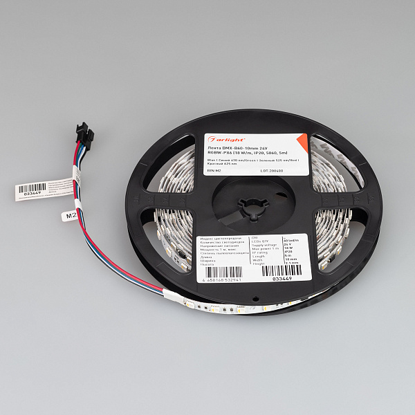 Светодиодная лента DMX-B60-10mm 24V RGBW-PX6 (18 W/m, IP20, 5060, 5m) (Arlight, -) Lednikoff