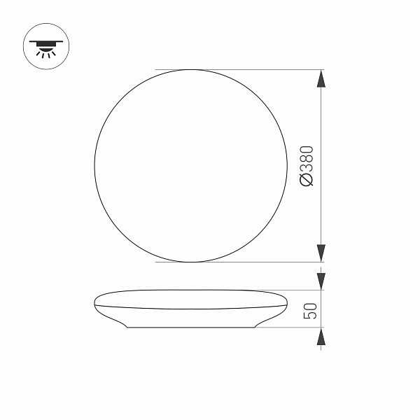 Светильник CL-FRISBEE-MOTION-R380-25W Day4000 (WH, 180 deg, 230V) (Arlight, IP54 Пластик, 3 года) Lednikoff