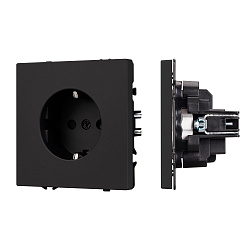 ARL NOBE Розетка зк со шторками софт-тач черный оникс SCT-MEU-SFPL-BK (250V, 16A) (Arlight, -)
