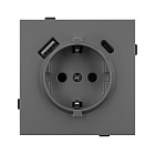 Механизм розетки с USB зарядкой SCT-TENDO-MUAC-SFPL-GR (230V, 16A) (Arlight, Матовый графитовый) Lednikoff