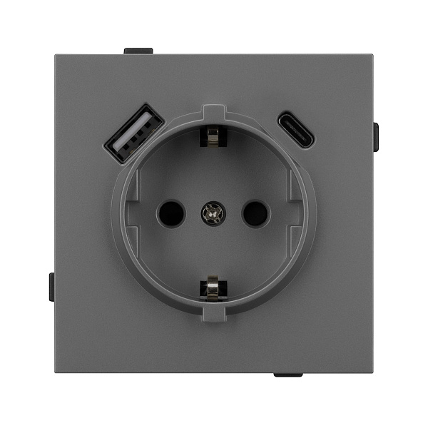 Механизм розетки с USB зарядкой SCT-TENDO-MUAC-SFPL-GR (230V, 16A) (Arlight, Матовый графитовый) Lednikoff