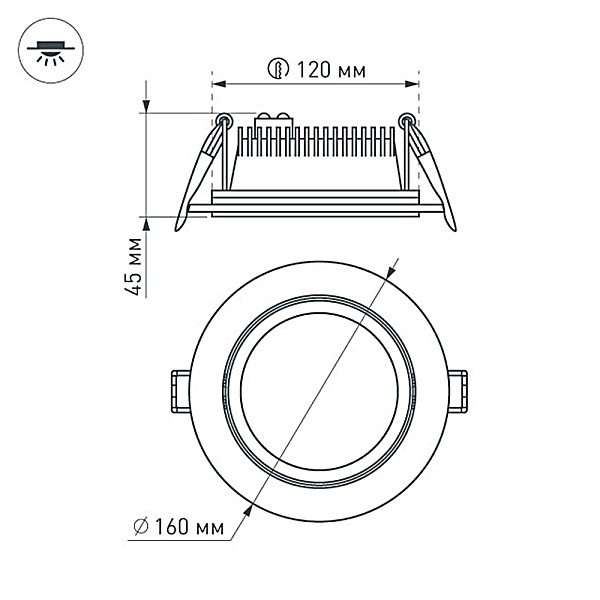 Светодиодная панель LT-R160WH 12W Warm White 120deg (Arlight, IP40 Металл, 3 года) Lednikoff