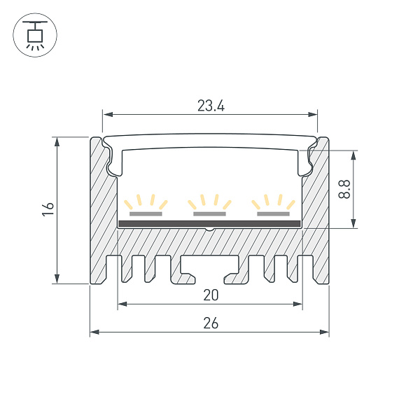 Профиль ARH-LINE-1726-2000 ANOD (Arlight, Алюминий) Lednikoff