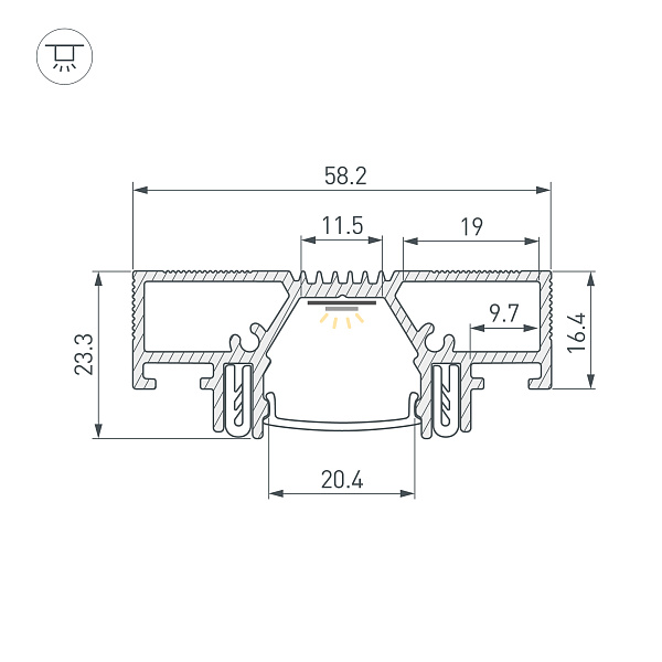 Профиль STRETCH-20-CEIL-D-CENTER-2000 WHITE (Arlight, Алюминий) Lednikoff