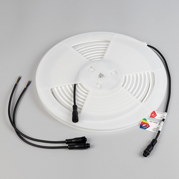 Светодиодная лента герметичная WAVE-TOP-PU-H120-10x10mm 24V RGB (10 W/m, IP68, 5m, wire x2) (Arlight, Вывод боковой, 3 года)