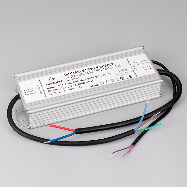 Блок питания ARPV-UH24400-PFC-DALI2-PH (24V, 16.7A, 400W) (Arlight, IP67 Металл, 7 лет) Lednikoff
