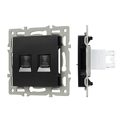 Механизм компьютерной розетки двойной SCT-MPC2-PL-BK (RJ-45, CAT6) (Arlight, -)