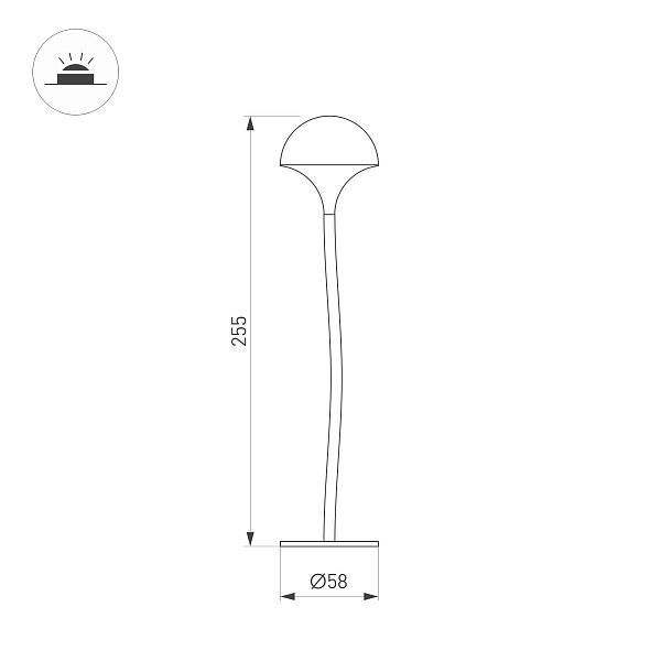 Светильник KT-MUCENA-BOLL-A-H250-1W Warm3000 (WH, 85 deg, 24V) (Arlight, IP65 Металл, 3 года) Lednikoff