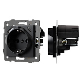 Механизм розетки с USB зарядкой SCT-MUAC-PL-BK-V (250V, 16A) (Arlight, -)