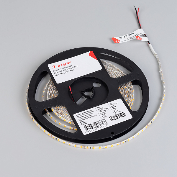Светодиодная лента герметичная RTW-SE-A120-5mm 24V Warm3000 (9.6 W/m, IP65, 5m) (Arlight, -) Lednikoff