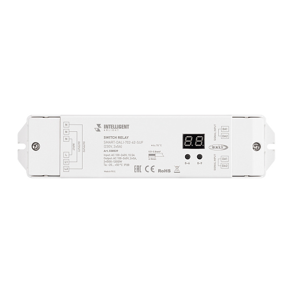 INTELLIGENT ARLIGHT Релейный модуль SMART-DALI-702-62-SUF (230V, 2x5A) (IARL, IP20 Пластик, 5 лет) Lednikoff