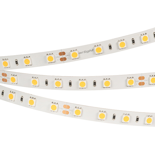 Светодиодная лента RT 2-5000 24V Cool 8K 2x (5060, 300 LED, LUX) (Arlight, 14.4 Вт/м, IP20) Lednikoff