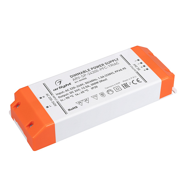Блок питания ARV-SP-24300-PFC-TRIAC (24V, 12.5A, 300W) (Arlight, IP20 Пластик, 5 лет) Lednikoff