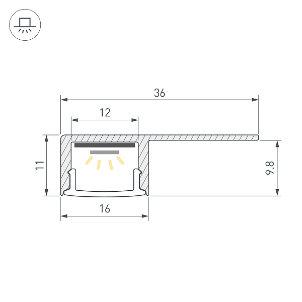 Профиль ARH-DECORE-S12-LINE-EDGE-3000 ANOD (Arlight, Алюминий) Lednikoff
