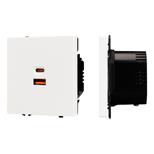 ARL NOBE USB Розетка тип A+C софт-тач белый кварц SCT-MUAC-SFPL-FC-WH (65W, QC3) (Arlight, -) Lednikoff