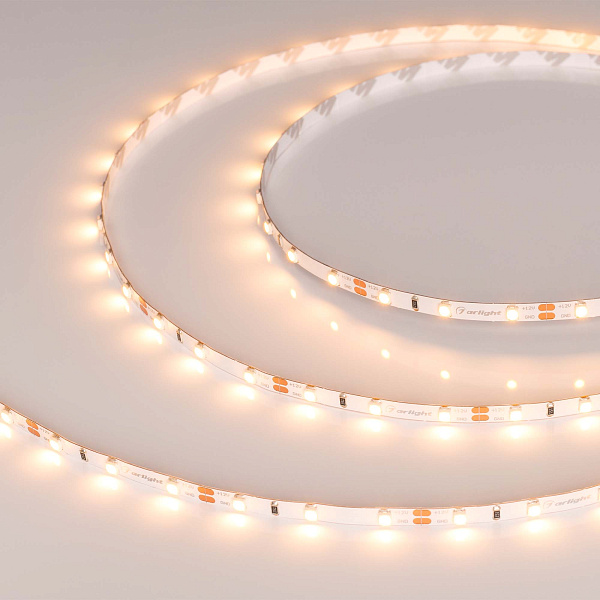 Светодиодная лента RT-A60-5mm 12V Warm2400 (4.8 W/m, IP20, 2835, 5m) (Arlight, узкая) Lednikoff