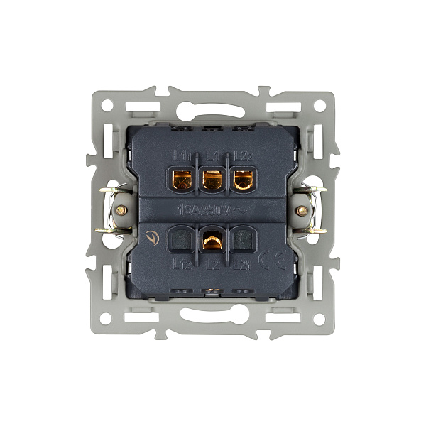 Механизм выключателя двухклавишный непроходной SWT-MK02-PL-GR (250V, 16A) (Arlight, -) Lednikoff