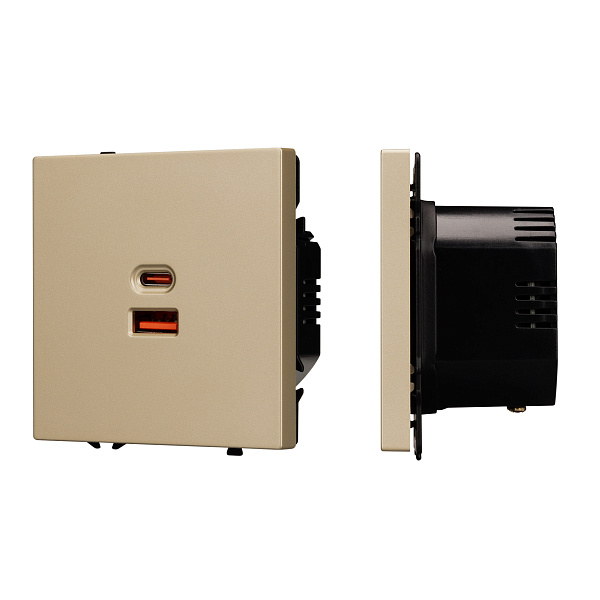 ARL NOBE USB Розетка тип A+C софт-тач золотой песок SCT-MUAC-SFPL-FC-GD (65W, QC3) (Arlight, -) Lednikoff