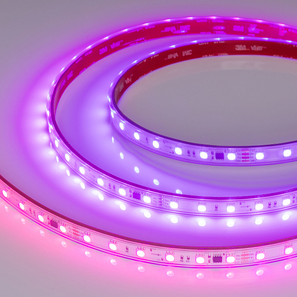 Светодиодная лента герметичная SPI-PS-B60-12mm 24V RGB-PX6-BPT (12 W/m, IP67, 5060, 5m) (Arlight, бегущий огонь) Lednikoff