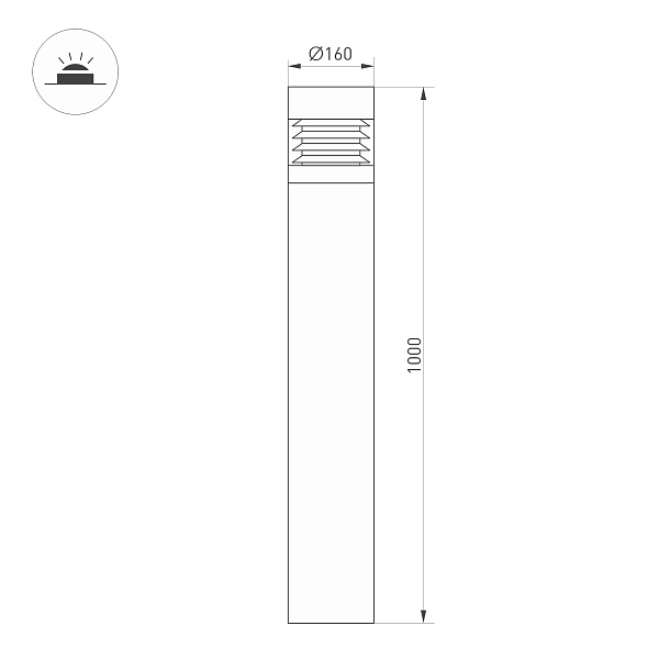 Светильник LGD-FRESNEL-BOLL-H1000-20W Warm3500-MIX (GR, 290 deg, 230V) (Arlight, IP65 Металл, 5 лет) Lednikoff
