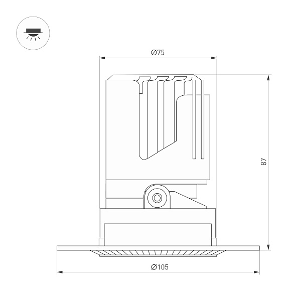 Светильник MS-ARADO-TRIMLESS-R75-12W Warm3000 (WH-WH, 55 deg, 230V) (Arlight, IP20 Металл, 5 лет) Lednikoff