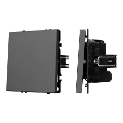 Механизм выключателя одноклавишный перекрёстный SWT-NOBE-MKX1-SFPL-GR (230V, 10A) (Arlight, Серый базальт)