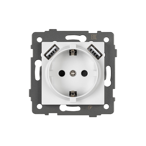 Механизм розетки с USB зарядкой SCT-MUAA-PL-WH-V (250V, 16A) (Arlight, -) Lednikoff